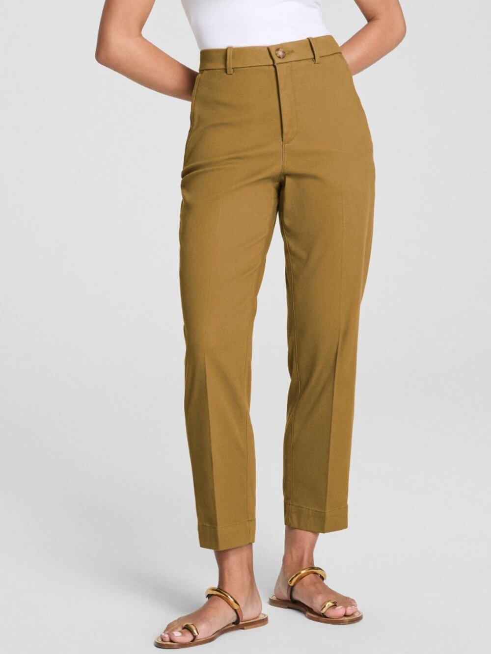 Spanx Super Smooth Stretch Twill Straight Leg Ankle Pant XS TALL Flax NWT